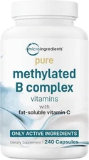 Pure Methylated B Complex for Women & Men | 240 240 Count (Pack of 1) 