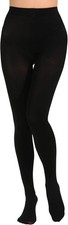 Women'S 80 Denier Solid Color Opaque Tights, High Waist Footed Pantyhose black