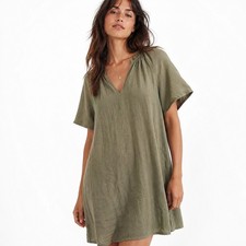 Old Navy Mini Swing Dress Womens M Green Crinkle Gauze Casual Summer NWT
