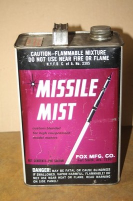Vintage Fox Mfg. Company Missile Mist Empty One Gallon Tin Can - Nice - No Dents