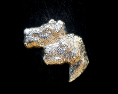 47mm x 28mm Solid Sterling Silver Scottish Terriers Brooch. LANG. Providence RI