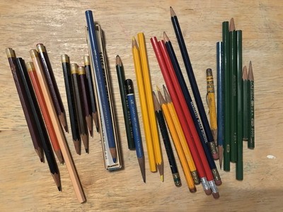 Vintage Colored Pencils DIxon Eagle Van Dyke Integrity Castell Lot Of 28 + Box