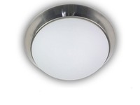 Led Flurlampe Led Dielenbeleuchtung Deckenschale Ø25Cm Opal Glas Zierring Nickel