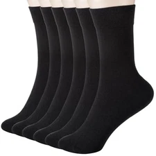 6 Pairs Womens Crew Socks Soft Cotton Boot Socks Size 9 6-9 02 Black 6 Pairs