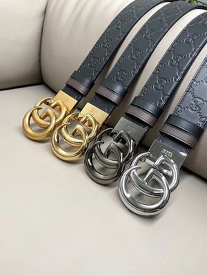 2026 New BELT  GUCCI  BELT BLACK/BROWN LEATHER 100% AUTHENTIC CLASSIC LOGO