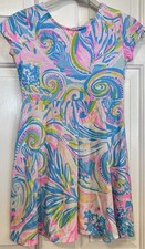 Lilly Pulitzer Alina Dress Carnivale Coral Youth Girls 8-10 Colorful Cutout