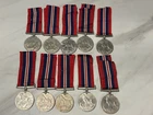 A lot of 10 original British military WW2 1939-1945 medals with ribbons