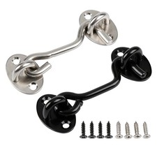 2 Packs 3"/4"/6" Privacy Hook and Eye Latch Easy Lock for Barn Door, Stainles...