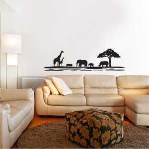 African Scenic Safari Wall Sticker 1 Landscape Mural Living Room