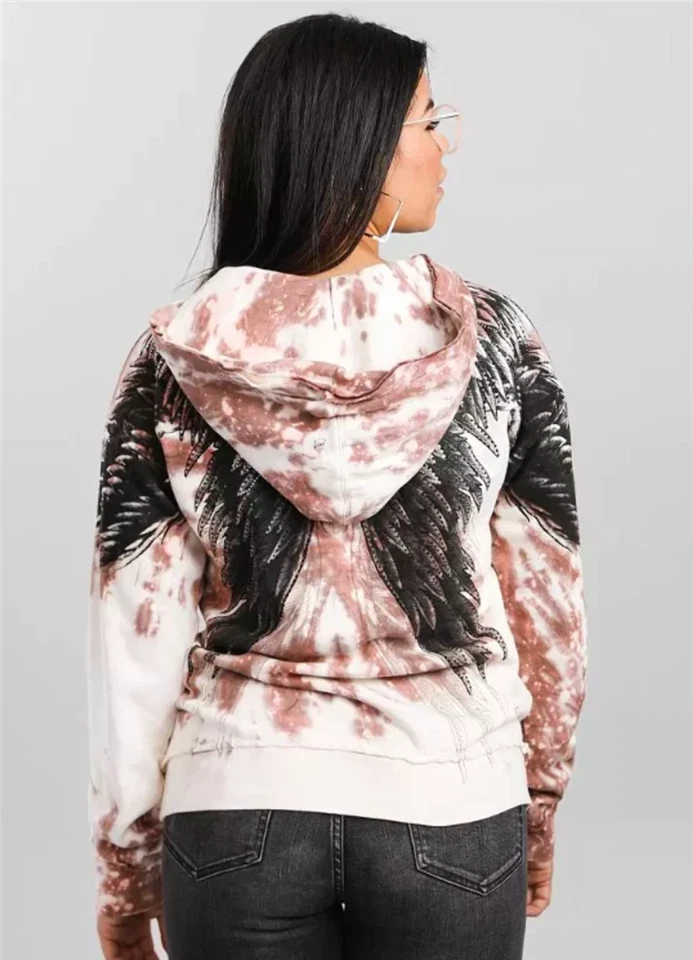 Sudadera con capucha para mujer Affliction Cherielle tatuaje sudadera con capucha con piedras XS-XXL Foto 2 de 4