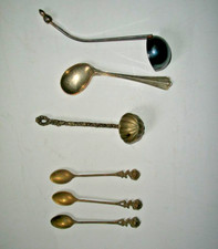 antico set posate 3 cucchiaini +3 mestolini alpacca argentata marchi vari