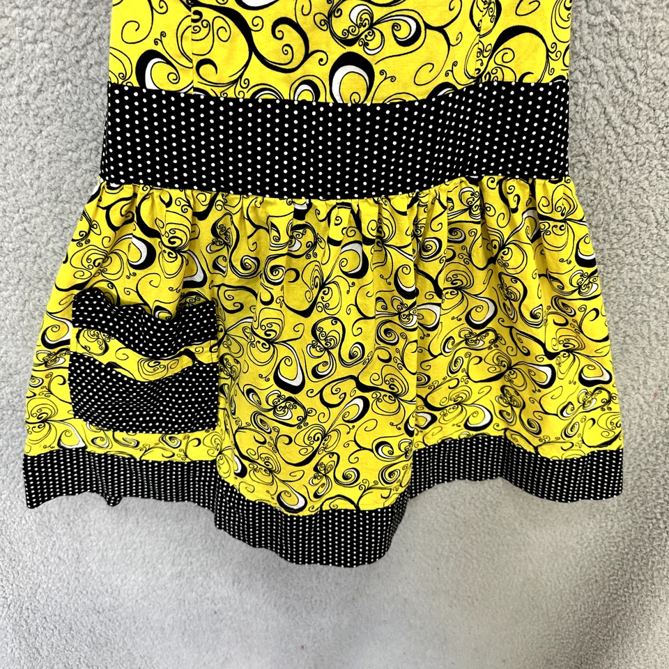 Bambino Amore Babero Delantal Amarillo Azul Geométrico Lunares Bolsillo Corbata Retro Boho Foto 3 de 4