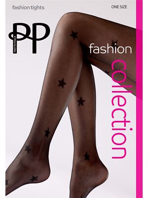 Pretty Polly Star Strumpfhose Damen schwarz Alltag Mode Print Strumpfwaren