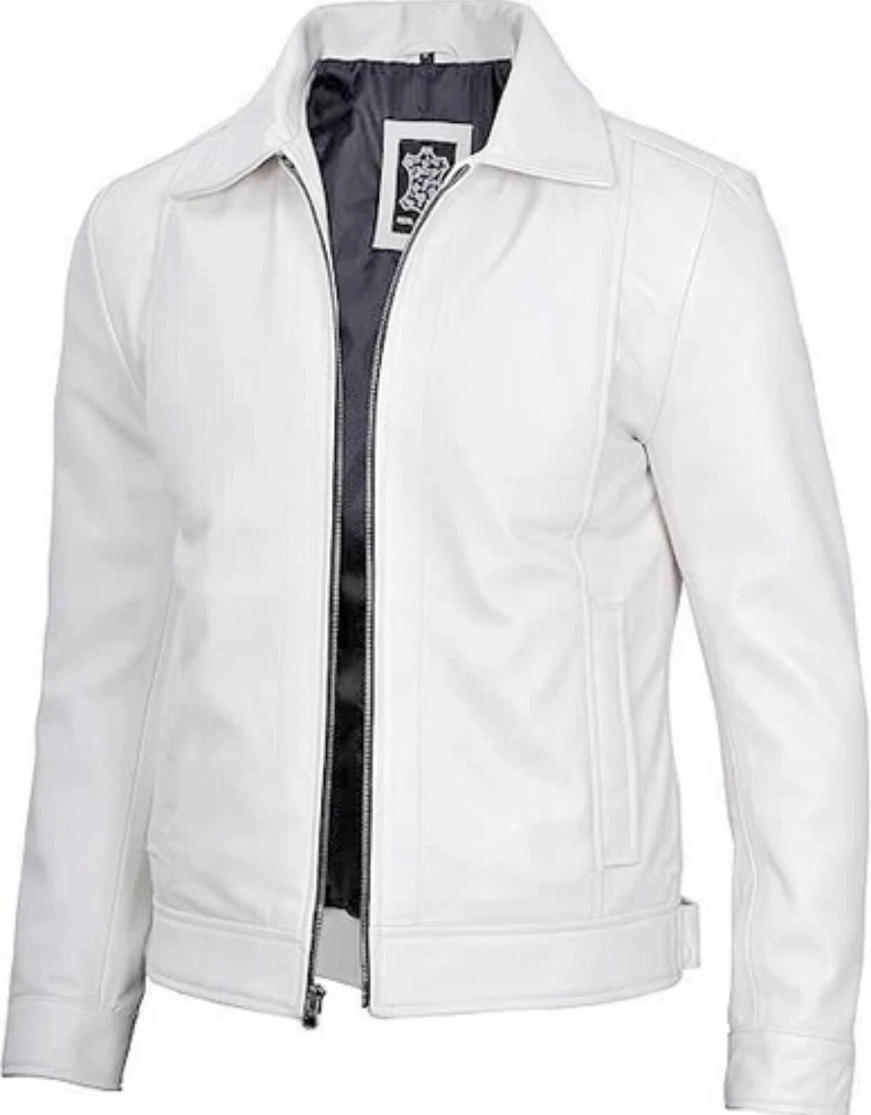 Men's Real Leather Jacket Sheep Skin White Leather Jacket For Men (Custom Sizes)
