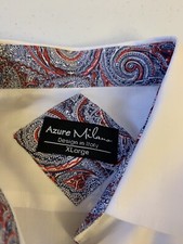 Azure Milano Men White Shirt With Paisley Print 100 Cotton Shirt Sz XL