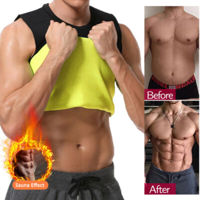 Mens Sauna Body Shaper Slimming Tummy Vest Compression Shirt Tank Top Shapewear