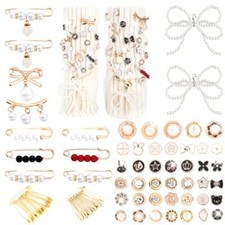 76Pcs Charms for Socks Safety Pin Assorted Pearl Bow Shoe 76pcs Sock Charms