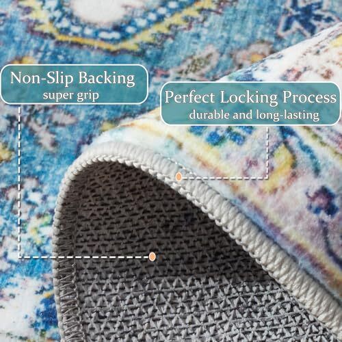 Area Rugs 9x12 Living Room Rug Clearance Washable Rugs 9x12 9'x12' Blue/Multi - Picture 7 of 8