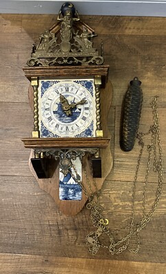 Rare Dutch Zaandam Zaanse 8 Day Wall Clock Delft Holland Franz
