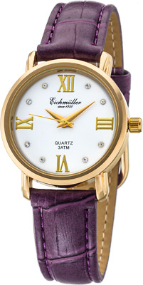 Eichmüller Damenuhr Quartz Analog 30M in Lila Gold mit Lederarmband