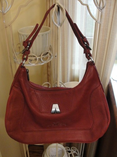So Rachel Longaberger Burgundy Leather Shoulder Hobo Bag Purse