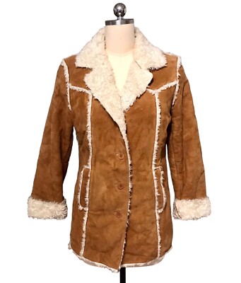 Y2K Kenneth Cole Penny Lane Coat Suede Leather Sherpa VTG Western