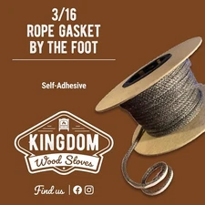 By The Foot- 3/16in  SELF ADHESIVE Wood Stove Rope Glass Gasket-$5 FLATRATE SHIP