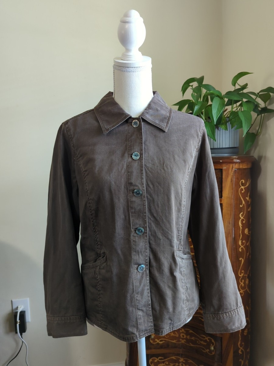 J.JILL 100% Tencel Lyocell Button Chambray Jacket Back Peplum