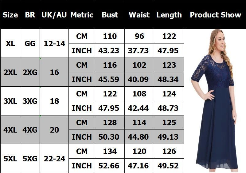 Plus Size Womens Lace Chiffon Dress Ladies Evening Party Cocktail Dresses 12 24
