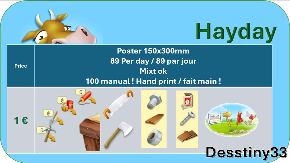 Hayday - ITEMS 1€ - « Picture/poster » 150x300 - bems, silo extention drawing - Photo 1/1