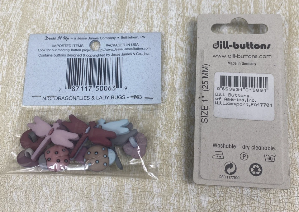 Ducks Butterfly Dragonfly Honey Bee and Ladybug Shank Buttons - Image 2 of 4