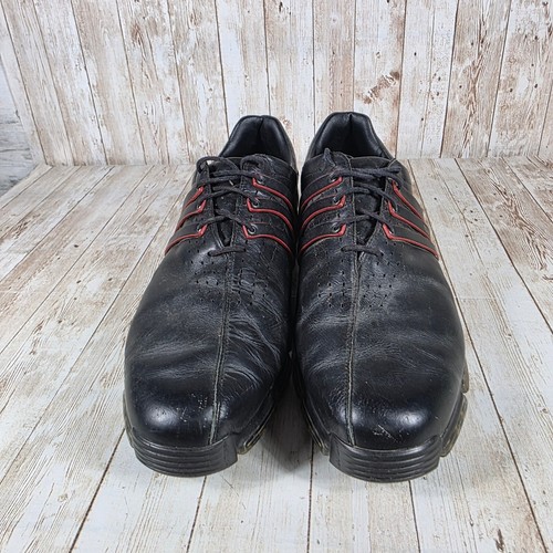 Adidas Tour360 LTD Golf Shoes Leather Spiked Black Red Mens Size 14 - Picture 4 of 8