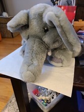 FAO SCHWARZ Large Gray Elephant Plush Stuffed Animal Toy Tush Button 17" ToysRUS