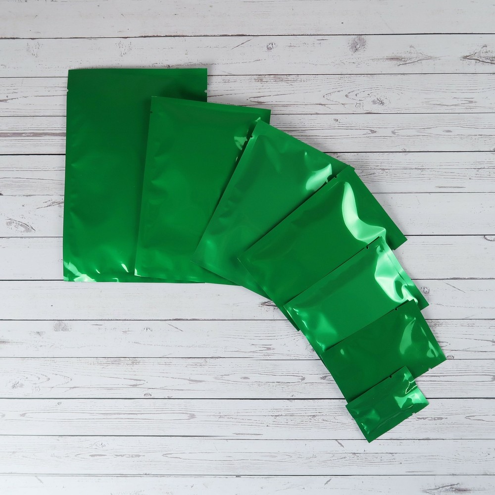 100-1000 Glossy Green Heat Seal Sample Bags for Packaging