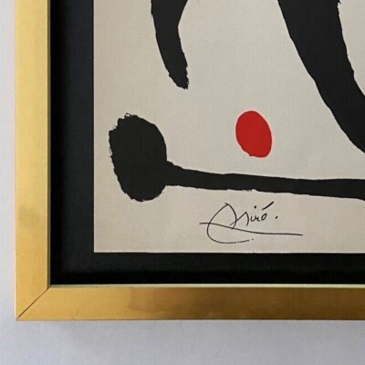 Joan Miro | Vintage 1958 Signed Colorful Print | Mounted and