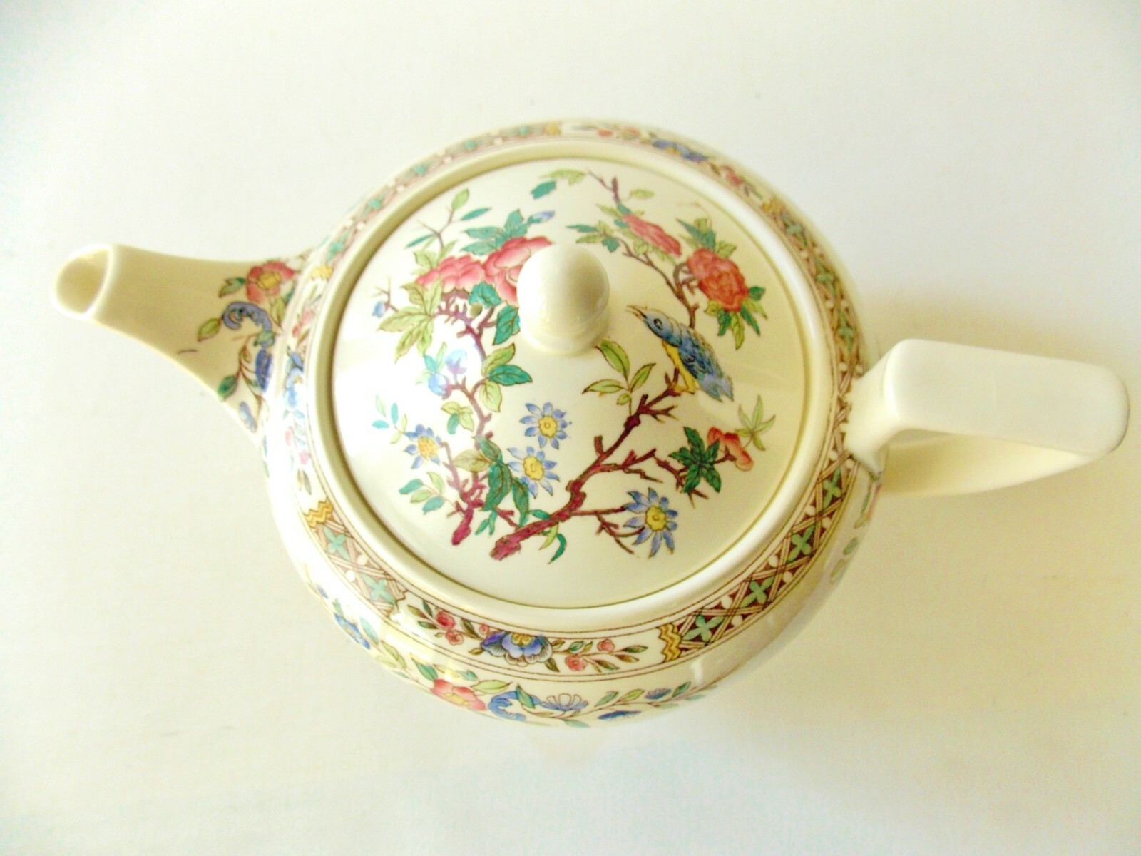 WEDGWOOD KHUTANI AND CUCKOO PORCELAIN TEAPOT BLUE BIRD AND MULTICOLORED
