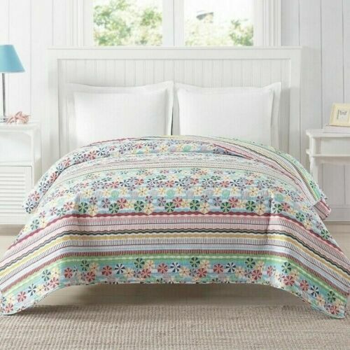 Nantucket Full Queen Quilt Coverlet Comforter Reversible Beach Umbrellas Summer - Picture 2 of 12
