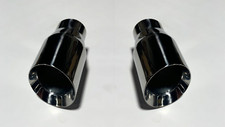 Pair 2.25 Stainless Steel Round Exhaust Tips 2 14 Inlet 4 Outlet 7 Length
