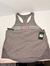 Nike Tank Top Miler Hyper Femme Running Racer Top AV8193 Gray Sports Women Sz XL
