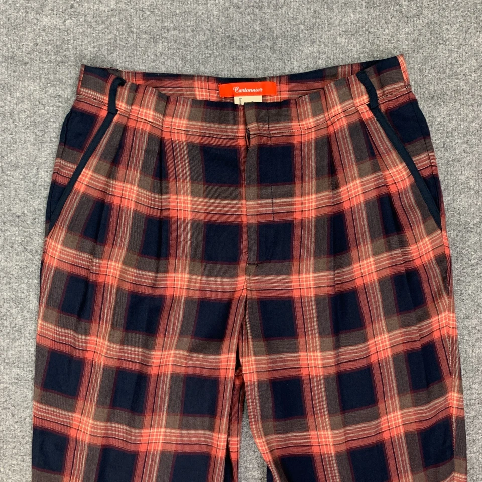 Pantalones Cartonnier Mujer 6 Multi Cómodos Cuadros Tobillo Cremallera Mosca Cónico Anthropologie Foto 3 de 4