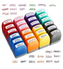 24 Pcs Teacher Stamps for Classroom Self Inking Grading Stamps Colorful Picture