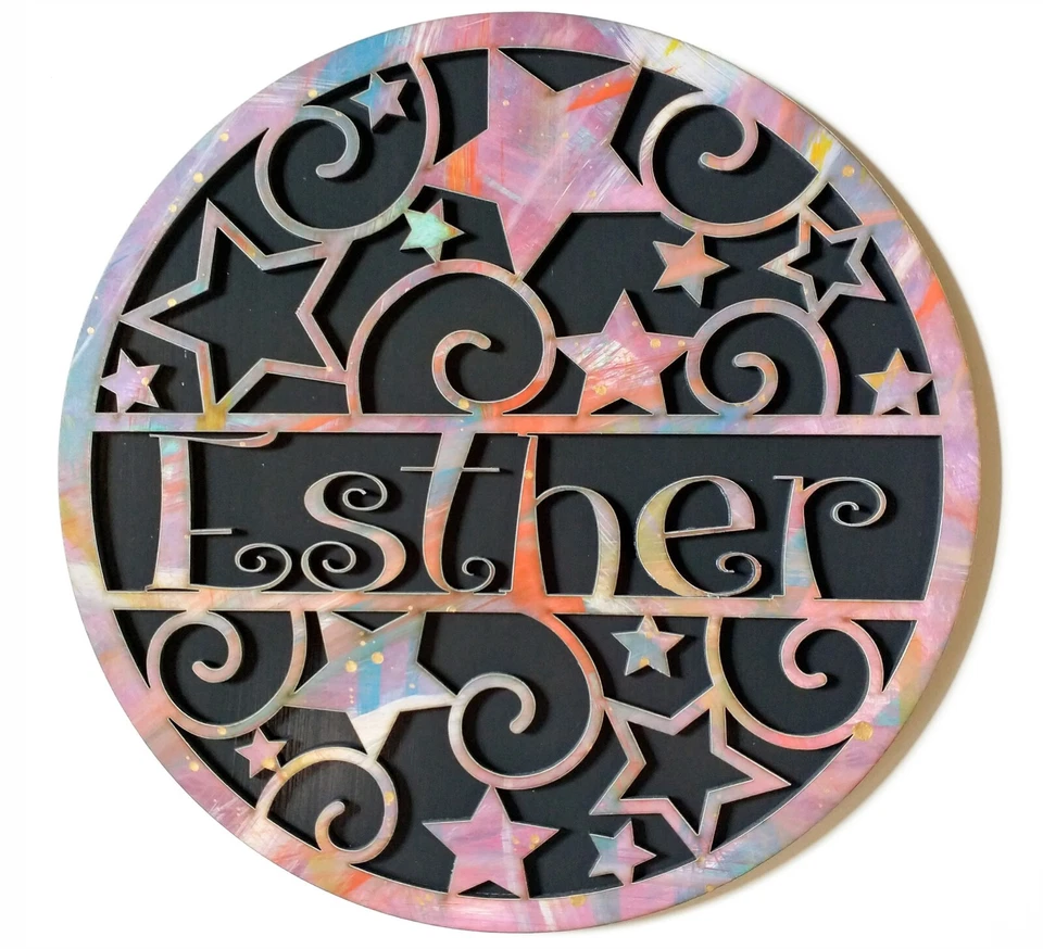 Lindo nombre mono placa pared colgante signo regalo corte láser para personalizar Foto 4 de 4