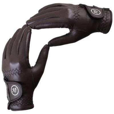 AF Reitsport Reithandschuhe DAMEN Sereno Leder Synthetik braune Nähte