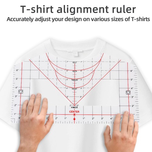 10 Pezzi T-Shirt Righello Guida Strumenti di Misura per Allineamento Forniture Cucito Artigianale - Foto 7 di 7