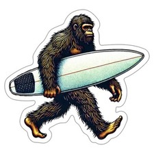 Surfing Bigfoot - Surfing Sasquatch Sticker: Durable Vinyl Sticker / Decals