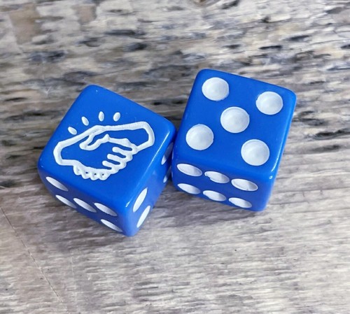 Monopoly Empire 6 Silver Tokens And 2 Blue Dice Replacement Pieces With Holder - Picture 5 of 5
