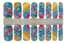 Spring Sparkle Floral Nail Polish Strips / Nail Wraps / Nail Stickers
