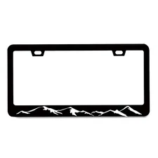 For Subaru Mountains Raised BLACK Car SUV License Plate Frame Metal Cover