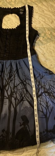 Disney Alice In Wonderland S Woods Silhouette Corset Dress Keyhole Black Blue - Picture 7 of 15