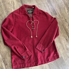 Vintage 70s Hague Suede By Ray Marshall Lace Up Shirt Size M Holland Retro Red